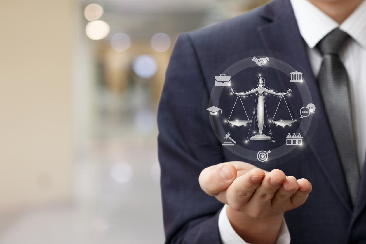 Legal professionals reviewing documents